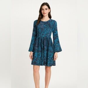One Clothing Blue Detail Pattern Dress
